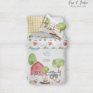 FARM BEDDING SET, boy nursery, neutral bedding, farm animal, personalized bedding