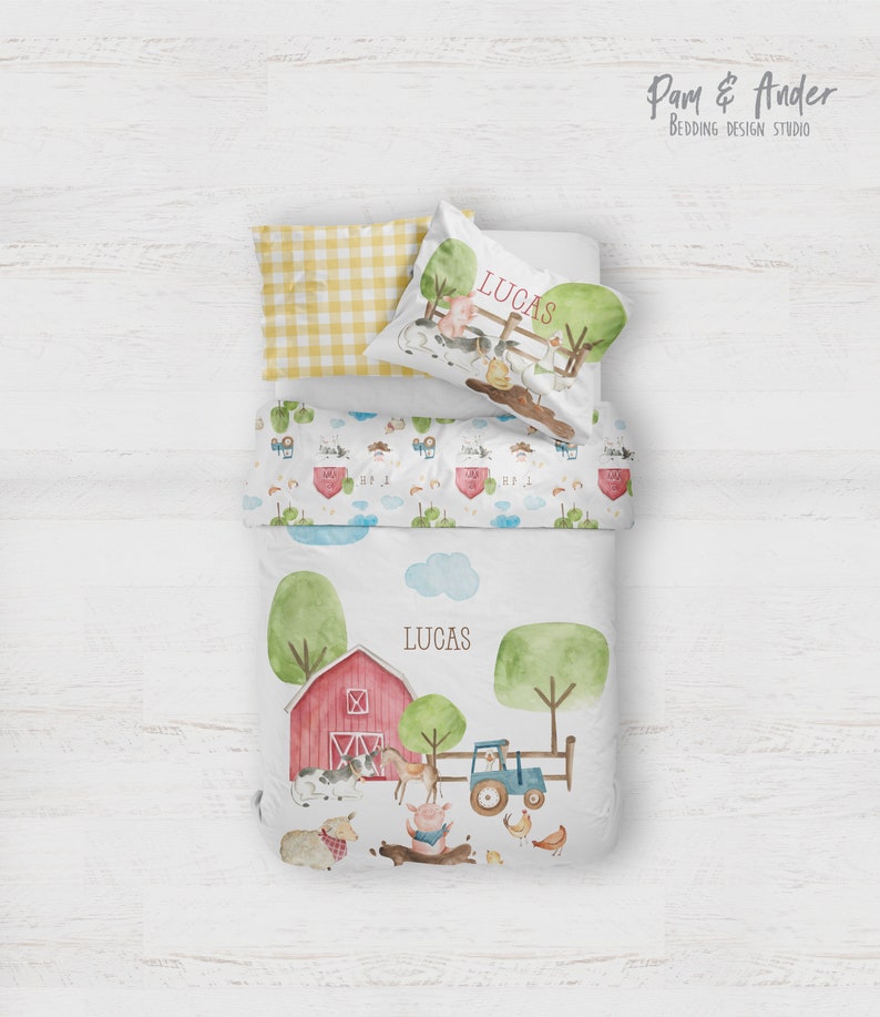 FARM BEDDING SET, Boy Nursery, Neutral Bedding, Farm Animal ...