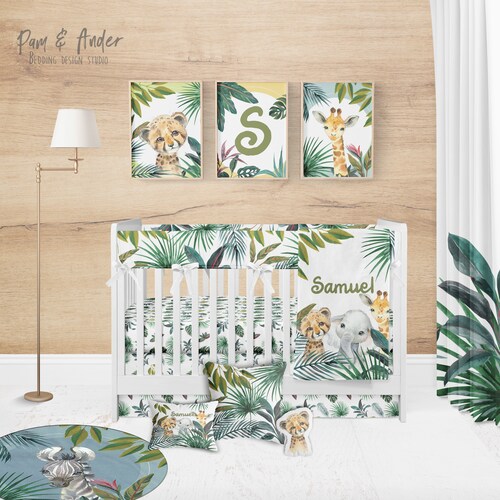 Safari Crib Bedding Set Safari Nursery Safari Animal Baby Etsy