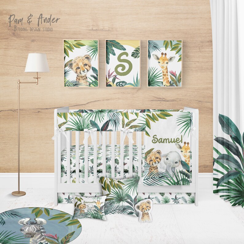 SAFARI BABY BEDDING Set Safari Nursery Animal Baby Bedding Etsy