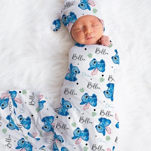 Conjunto de pañales para bebé de Stitch, regalo personalizado para bebé, pañales para bebé, regalo para baby shower, regalo para recién nacido, manta personalizada para bebé