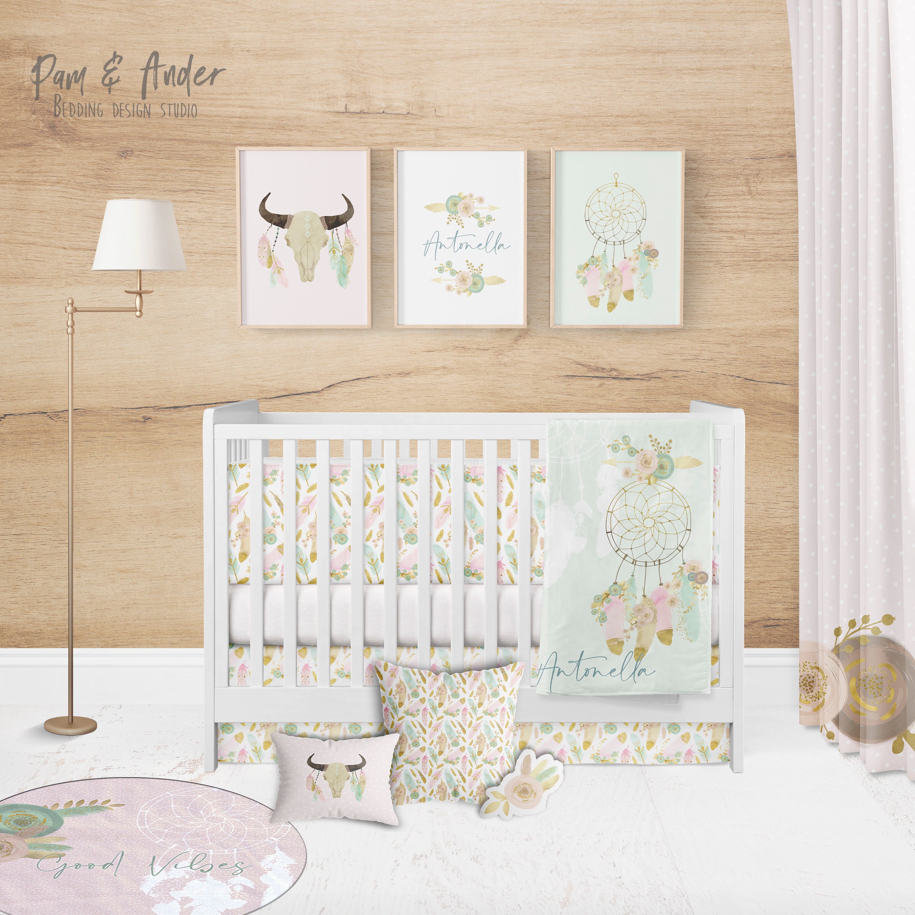 BOHO CRIB BEDDING set girl nursery dreamcatcher crib set Etsy