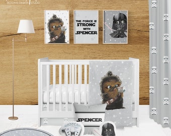 STAR WARS chewy, Customized Crib Bedding Set, FREE Customized Design star wars crib bedding, baby Bedding, Baby design, baby gray bedding