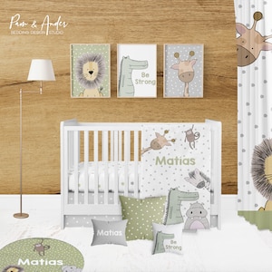 ANIMAL CRIB BEDDING set, safari nursery, jungle baby bedding, baby boy bedding crib, baby animals, baby bedding