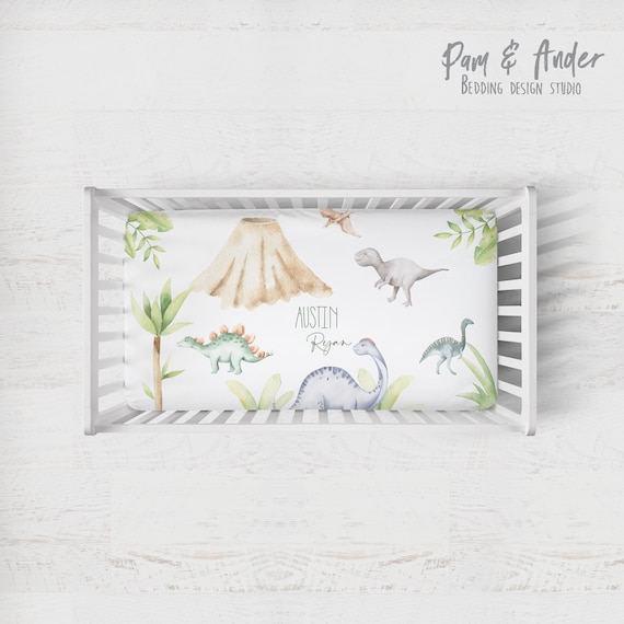 DINOSAUR CRIB SHEET, Dinosaur Baby Blanket, Baby Boy Bedding, Crib
