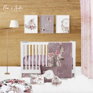 DREAMCATCHER BABY bedding, unicorn crib set, boho crib bedding set, boho baby nursery, girl nursery bedding set, baby bedding