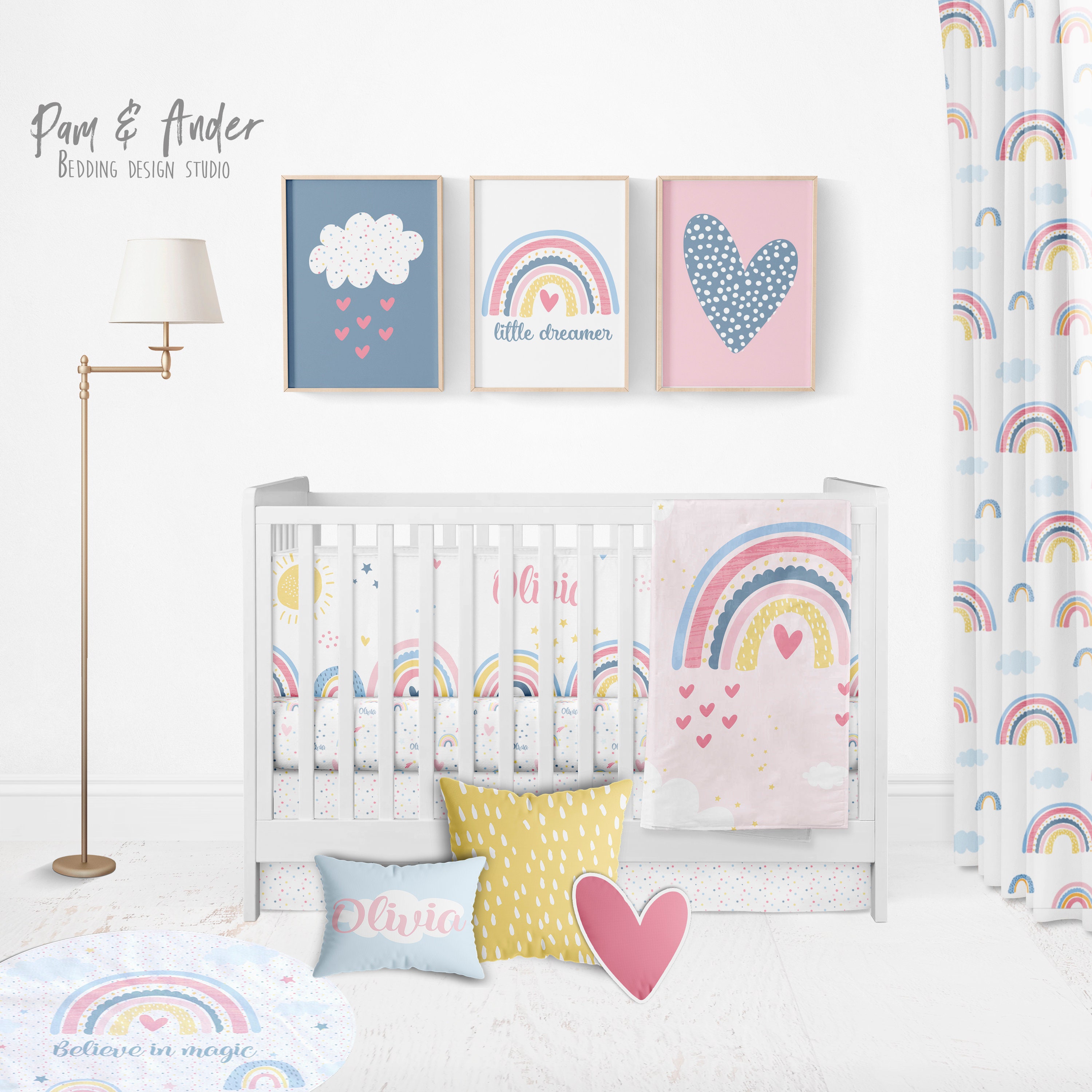 RAINBOW FULLY Customized Crib Bedding Set FREE Customized Etsy