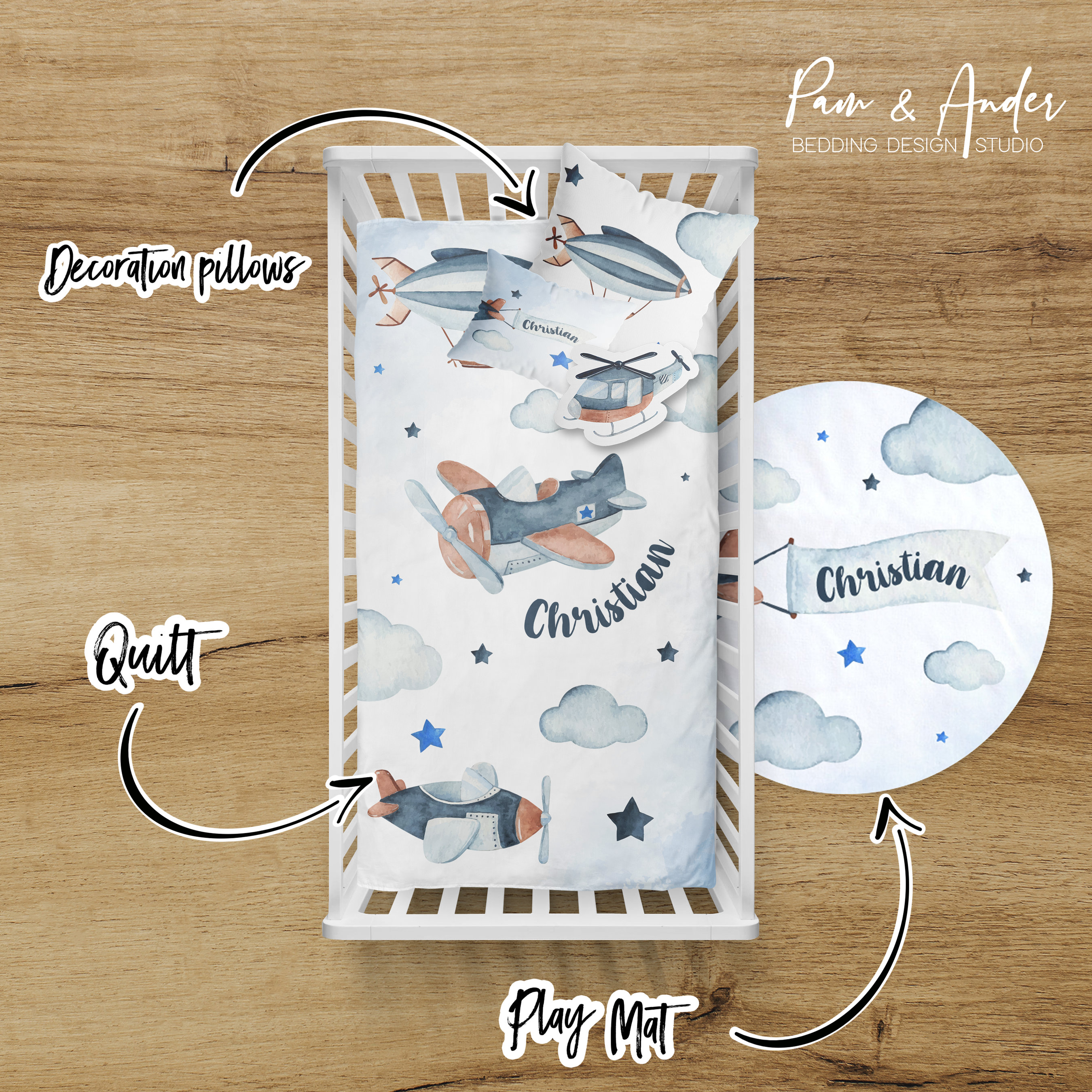 AIRPLANE CRIB Bedding Set Baby Boy Crib Bedding Airplane Etsy