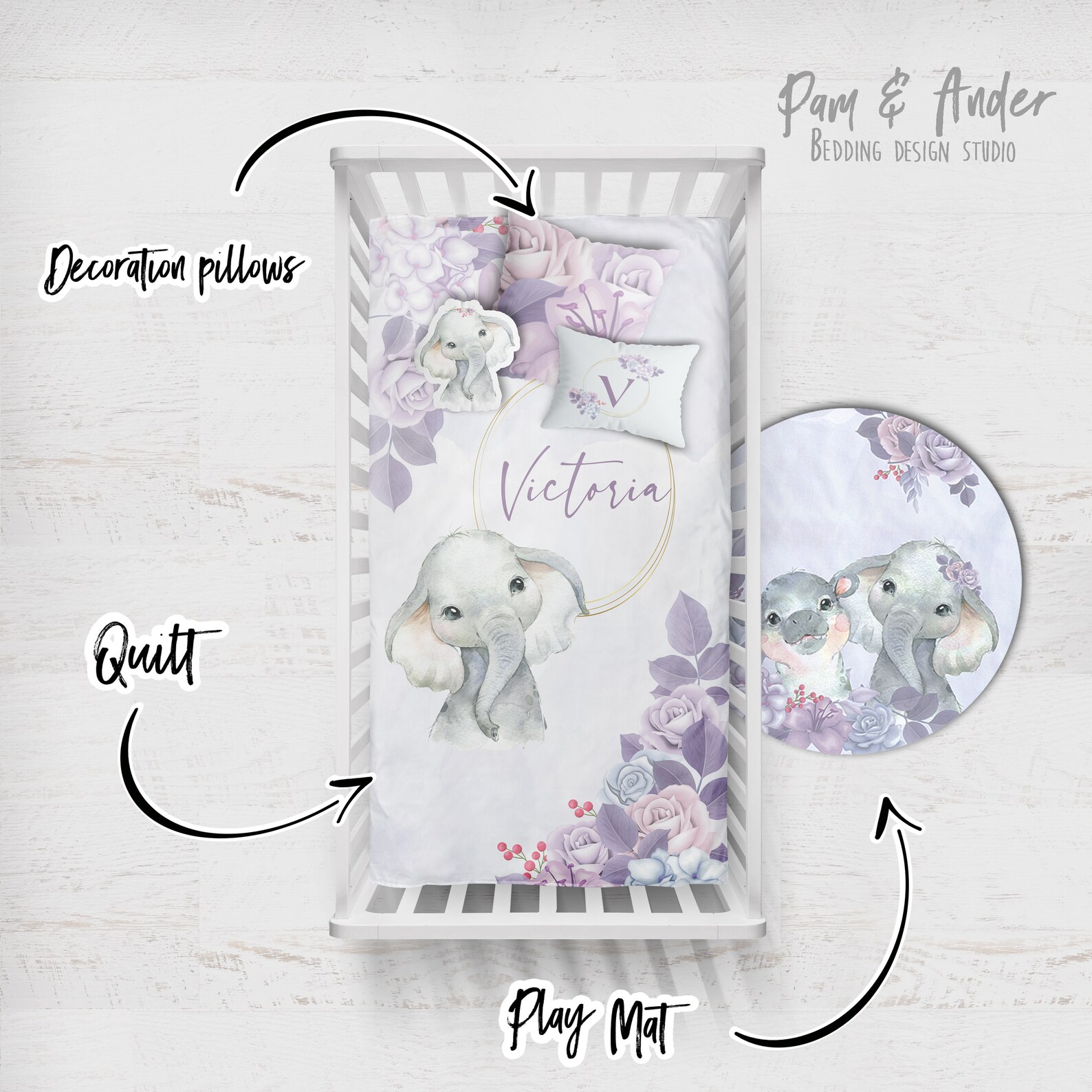 ELEPHANT BABY BEDDING Set Personalized Crib Bedding Set Etsy