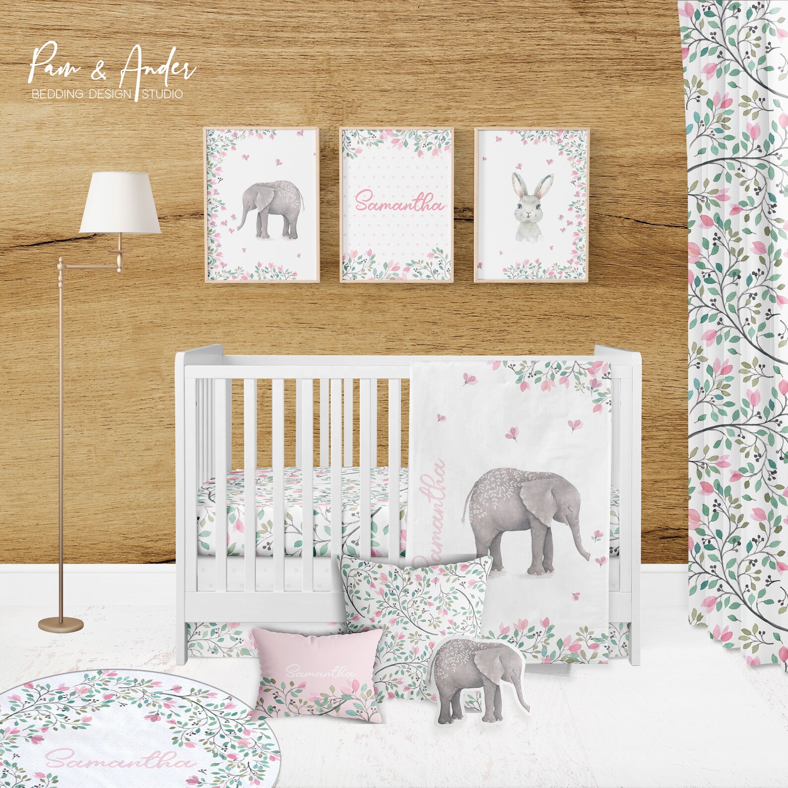 Elephant Crib Set Elephant Girl Bedding Nursery Set Crib Etsy