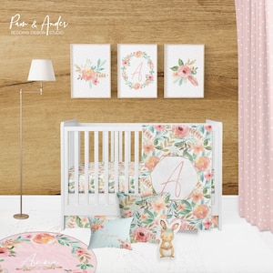 WATERCOLOR FLORAL CRIB bedding, baby girl nursery, crib bedding, baby girl crib bedding, baby bedding, Floral crib sheet, baby bedding