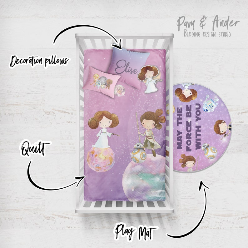 STAR WARS Bedding Girl Customized Crib Set Nursery Set Etsy