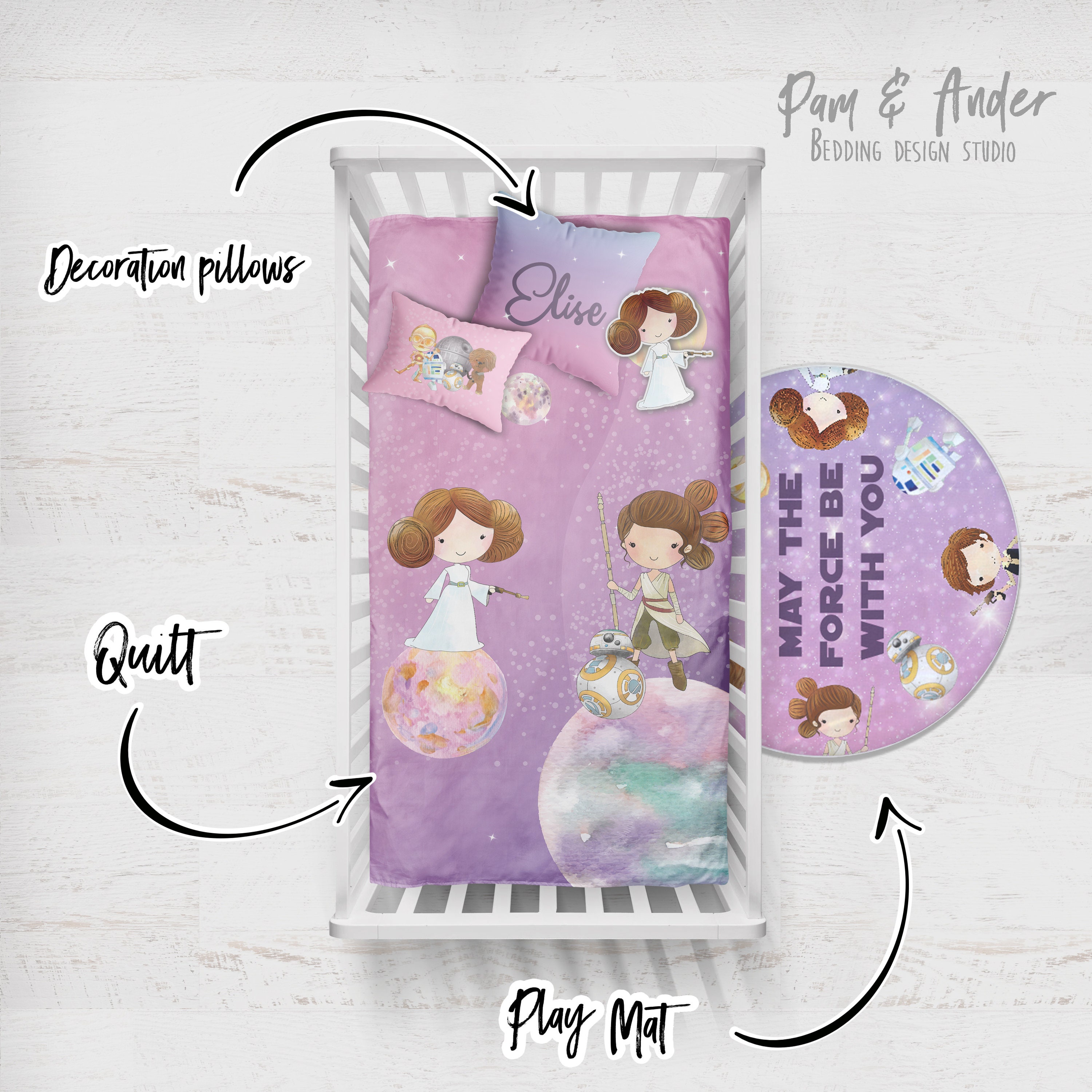 STAR WARS Bedding Girl Customized Crib Set Nursery Set Etsy Canada