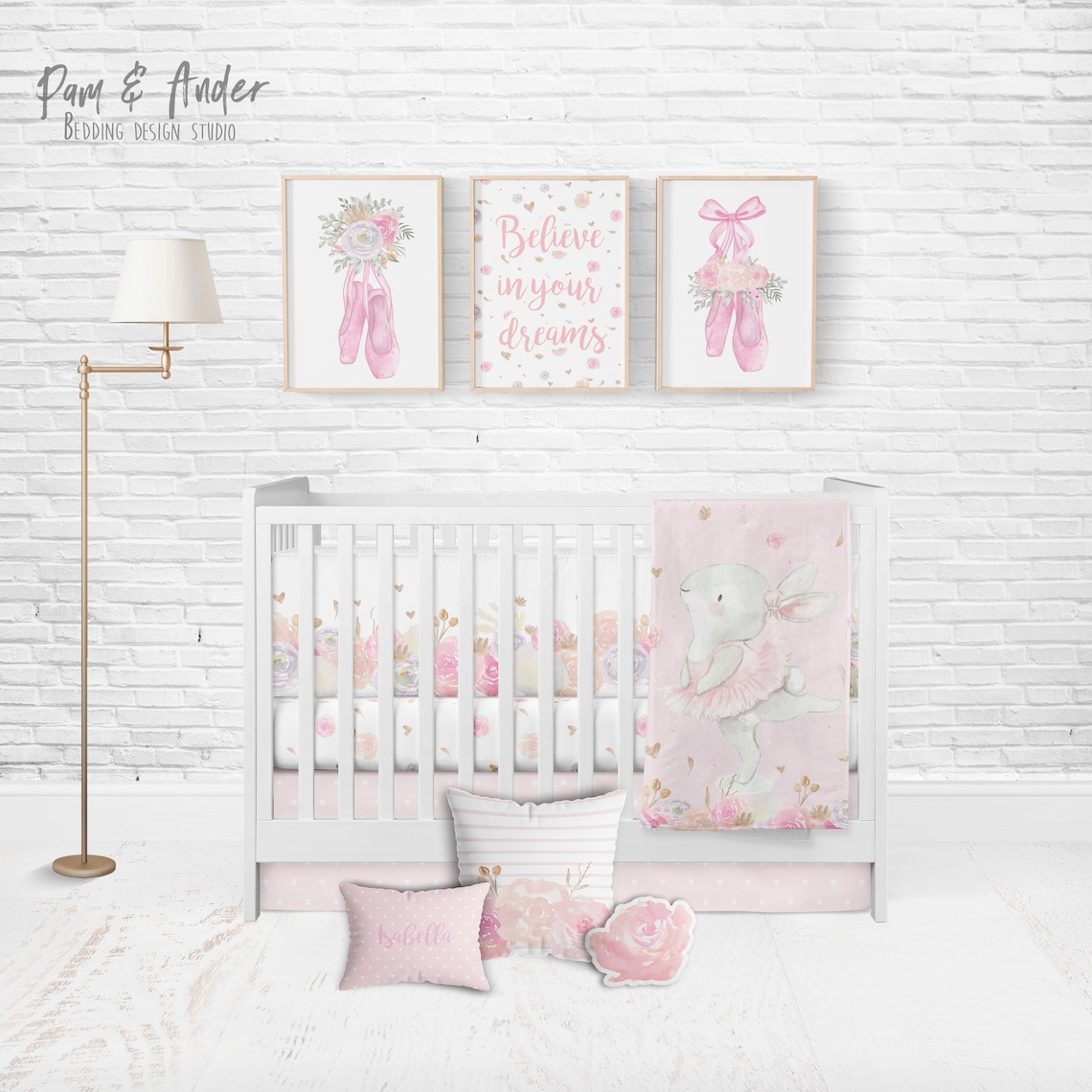 BALLERINA CRIB BEDDING Ballerina Nursery Bunny Baby Bedding Etsy