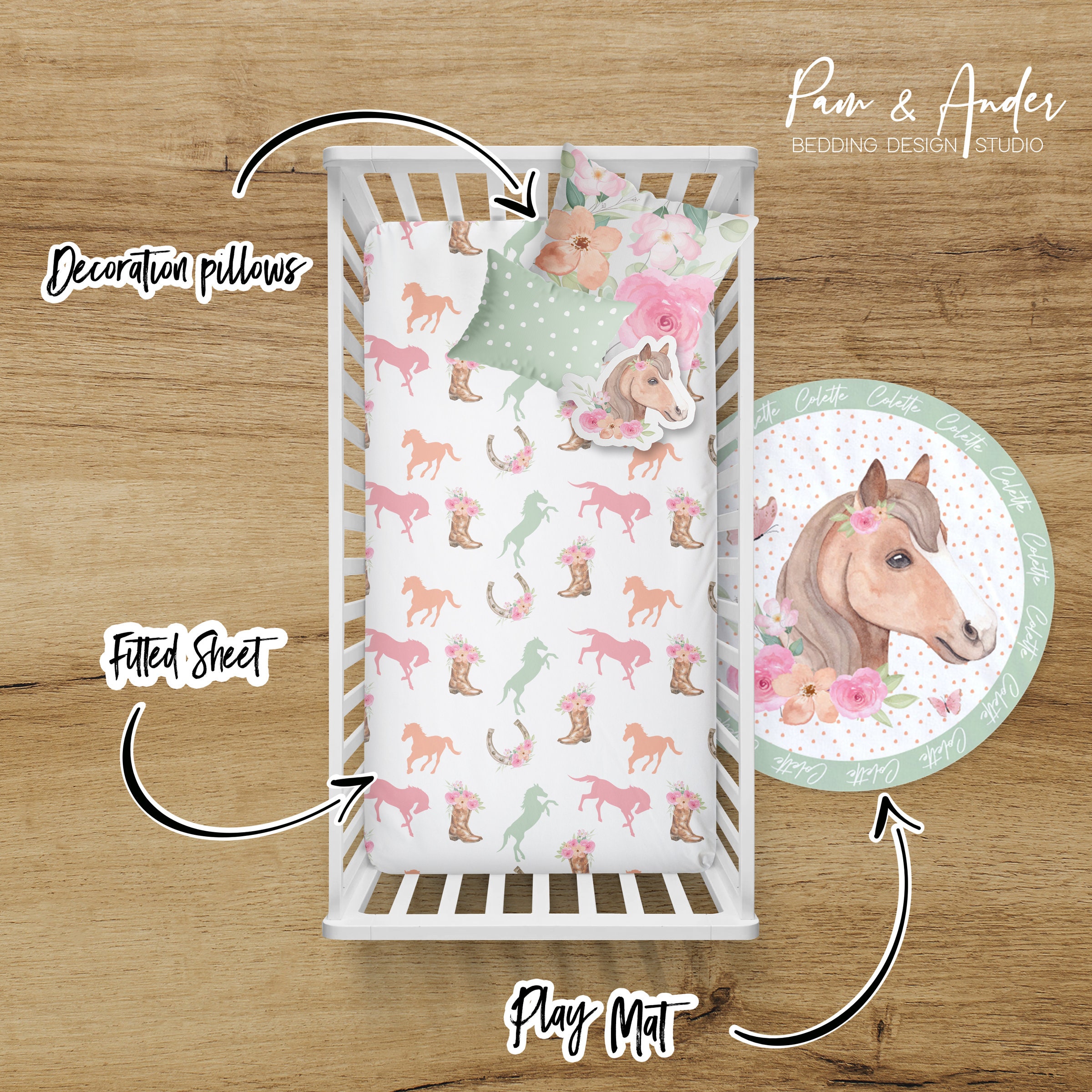 Horse Crib Bedding Crib Bedding Set Horse Girl Nursery Etsy