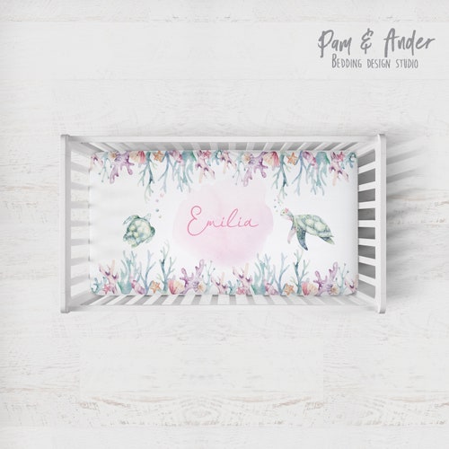 SEA TURTLE CRIB Bedding Set Ocean Nuersery Girl Baby Etsy