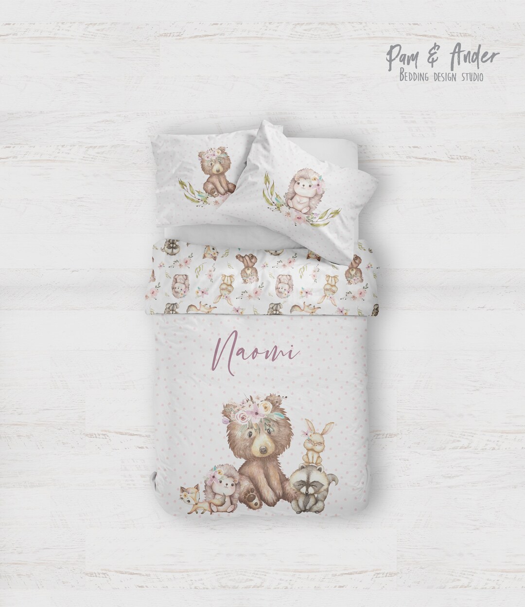 WOODLAND BEDDING SET Girl Toddler Bedding Baby Blanket Etsy