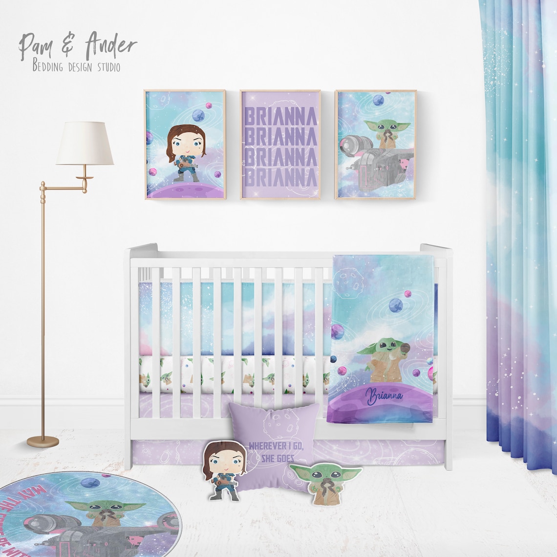 BABY YODA for girl customized crib set baby yoda bedding Etsy