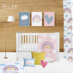RAINBOW FULLY Customized Crib Bedding Set, Customized design, Bedding, baby crib bedding, crib bedding, rainbow, baby bedding