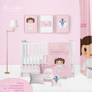 STAR WARS PINK Customized Crib Bedding Set, Star wars crib bedding, baby Bedding, Baby design, baby girl bedding, baby bedding image 1