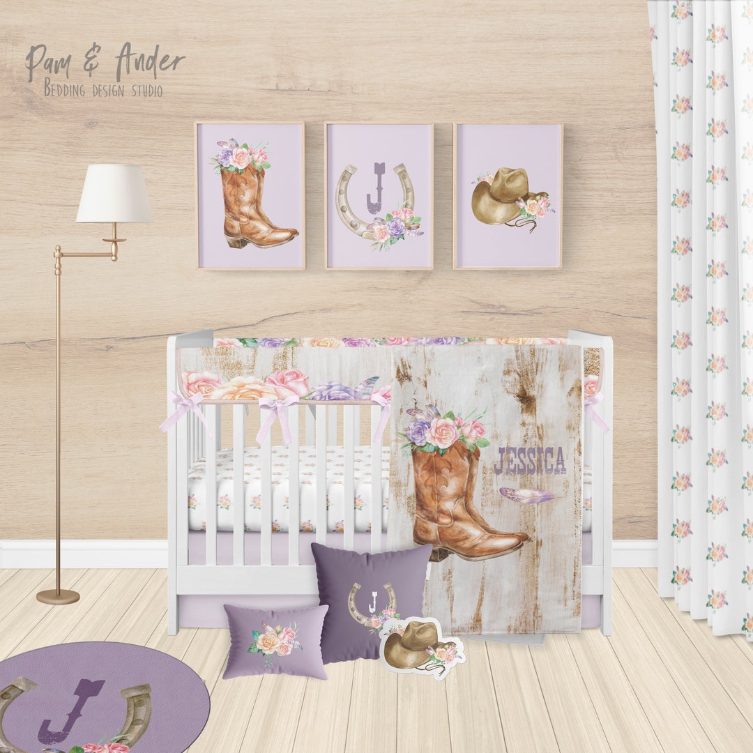 COWGIRL CRIB BEDDING Set Baby Cowgirl Blanket Western Etsy