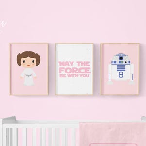 Baby Girl Star Wars Wall Art Set,  Star Wars Nursery, Digital Art Girl, Star wars Nursery Girl