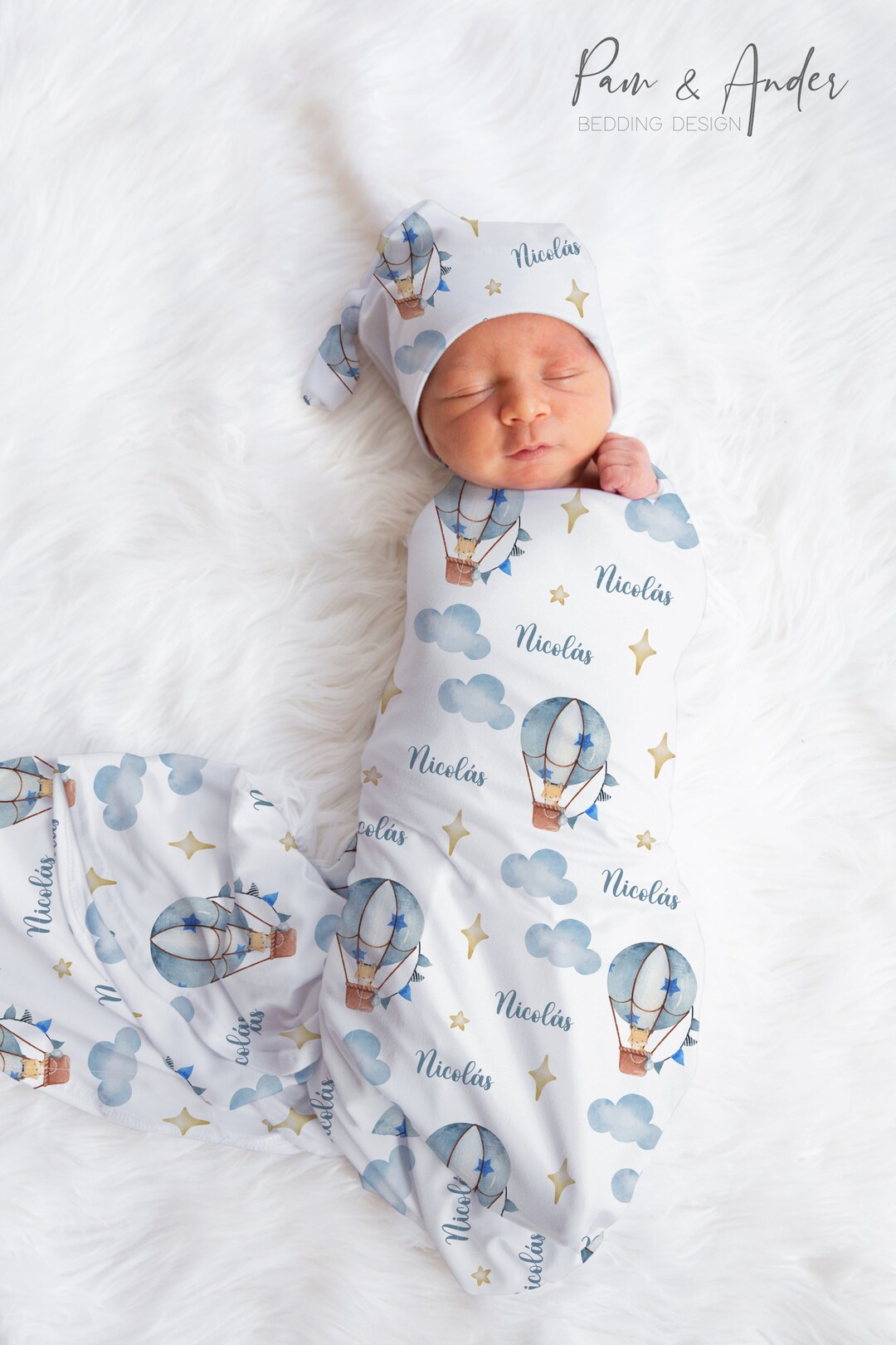 Hot Air Balloon Swaddle Set Baby Boy Swaddle With Hat Hot Etsy