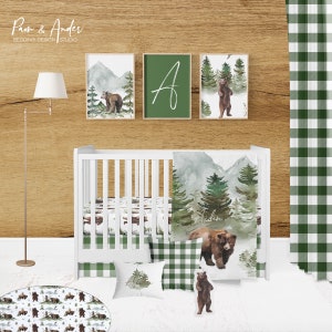 Woodland crib bedding, PERSONALIZED  baby boy nursery,  baby boy crib bedding, forest themed crib sheet, woodland nursery, baby bedding