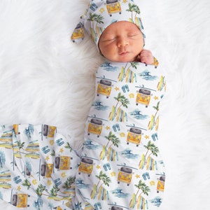 Conjunto de pañales para bebé niño SURF, accesorios de playa para bebé, pañales personalizados con nombre para bebé, gorro para bebé niño