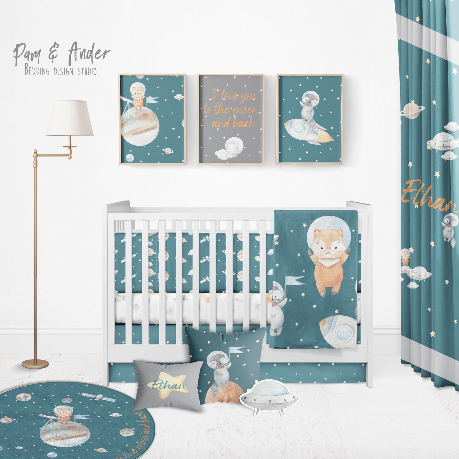 Astronaut Customized Crib Bedding Set FREE Customized design Etsy