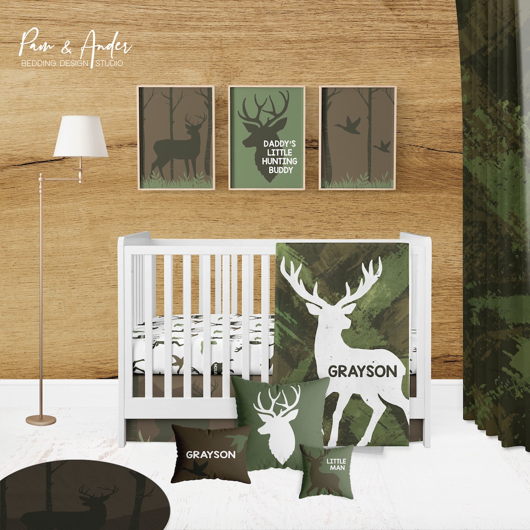 Hunting Baby Bedding, Deer Hunting Crib Bedding Set, Boy Crib Bedding