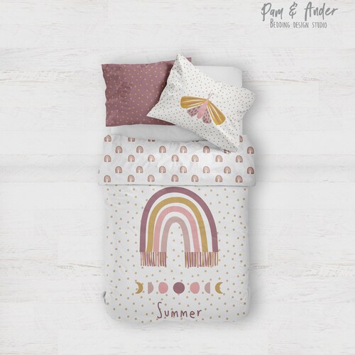 BOHO RAINBOW Bedding Customized Bed Set Cute Boho Bedding Etsy