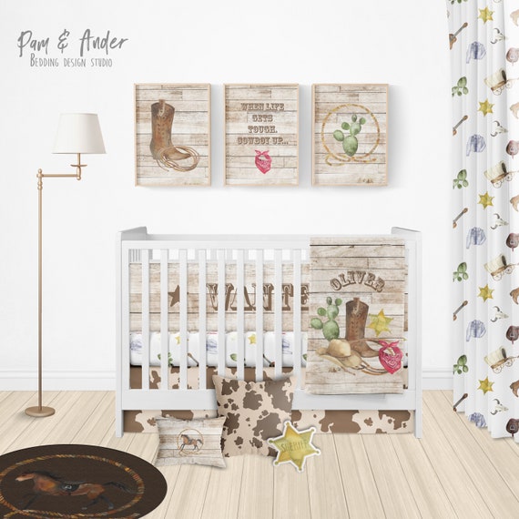 COWBOY CRIB BEDDING Set Baby Cowboy Blanket Western Nursery Etsy