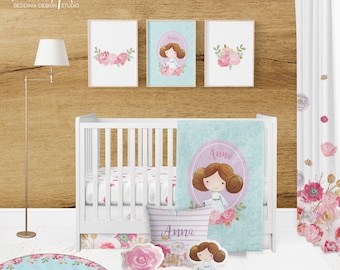 STAR WARS BABY bedding girl, floral crib bedding, star wars baby nursery,customized crib set, baby bedding