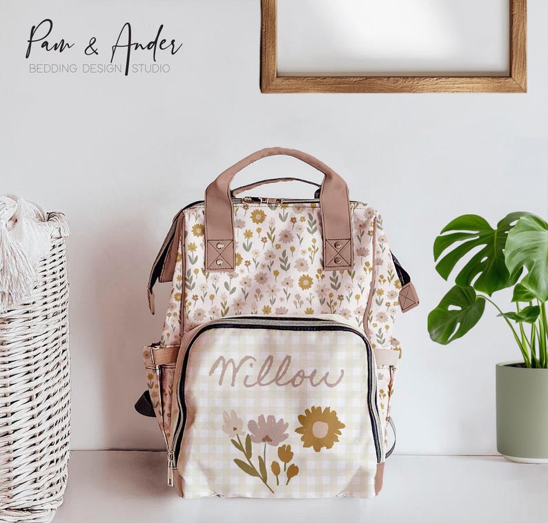 Wild Flowers Baby Diaper Bag — personalized baby gift by Pam & Ander