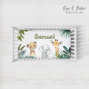 SAFARI BABY CRIB sheet, safari nursery, animal baby bedding, personalized crib sheet