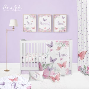 BUTTERFLY BABY CRIB set, floral crib bedding, Butterflies Nursery, girl  Crib bedding set, baby bedding