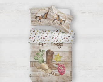 COWBOYBEDDENSET, cowboydeken peuter, kamer met westernthema, gepersonaliseerd beddengoed