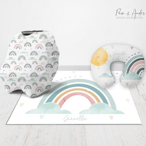 Conjunto ACCESORIOS PARA BEBÉ ARCO IRIS, accesorios arco iris, guardería para niñas, conjunto de accesorios para niñas