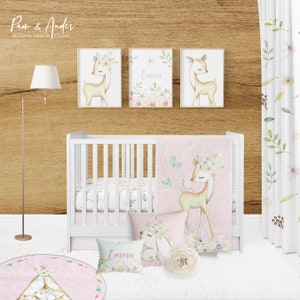 Animals CUSTOMIZABLE crib set, girl bedding,deer nursery set, crib bedding, baby girl crib, baby bedding, boho baby bedding, baby bedding
