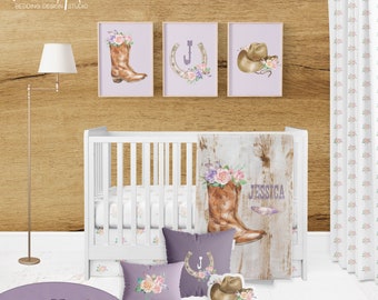 COWGIRL CRIB BEDDING set, baby cowgirl blanket, western nursery, baby bedding