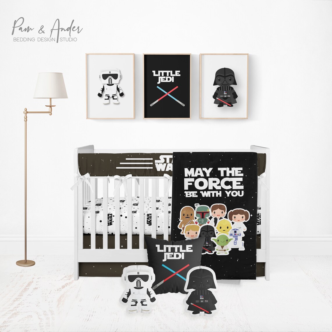 STAR WARS Black Customized Crib Bedding Set FREE Customized Etsy