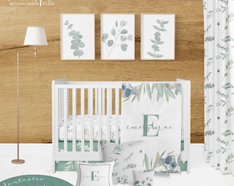 GREENERY BABY NURSERY, Personalized Blanket, Minimalist Baby Nursery, Green baby Nursery, Personalized crib, Baby Shower Gift, Newborn Gift