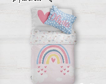 RAINBOW BEDDING Customized bed set, rainbow bedding, girl bedding set, bedding set, toddlers bedding, children bedding, personalized bedding
