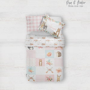 WOODLAND TRIBE Customized bed set, forest bedding, girl bedding set, toddlers bedding, children bedding, girl bedroom, personalized bedding