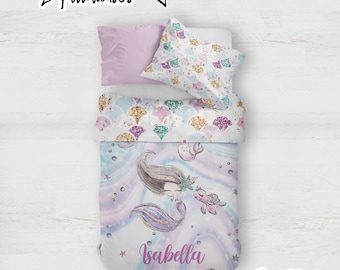 MERMAID BEDDING Customized bed set, mermaid bedding, girl bedding set, bedding set, toddlers bedding, children bedding,personalized bedding