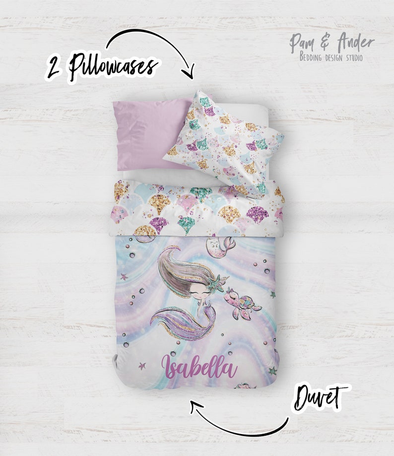 MERMAID BEDDING Customized Bed Set Mermaid Bedding Girl Etsy