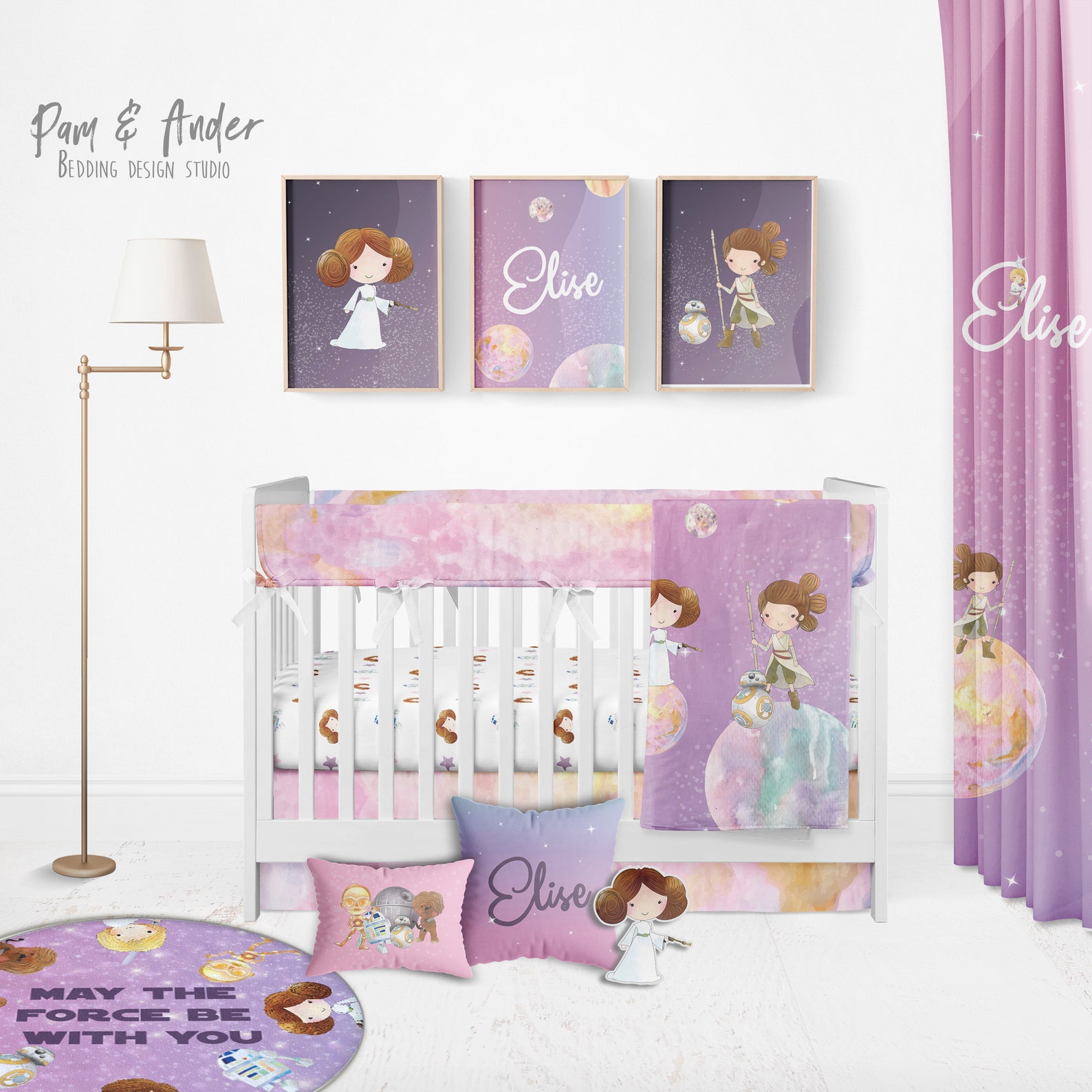 STAR WARS Bedding Girl Customized Crib Set Nursery Set Etsy