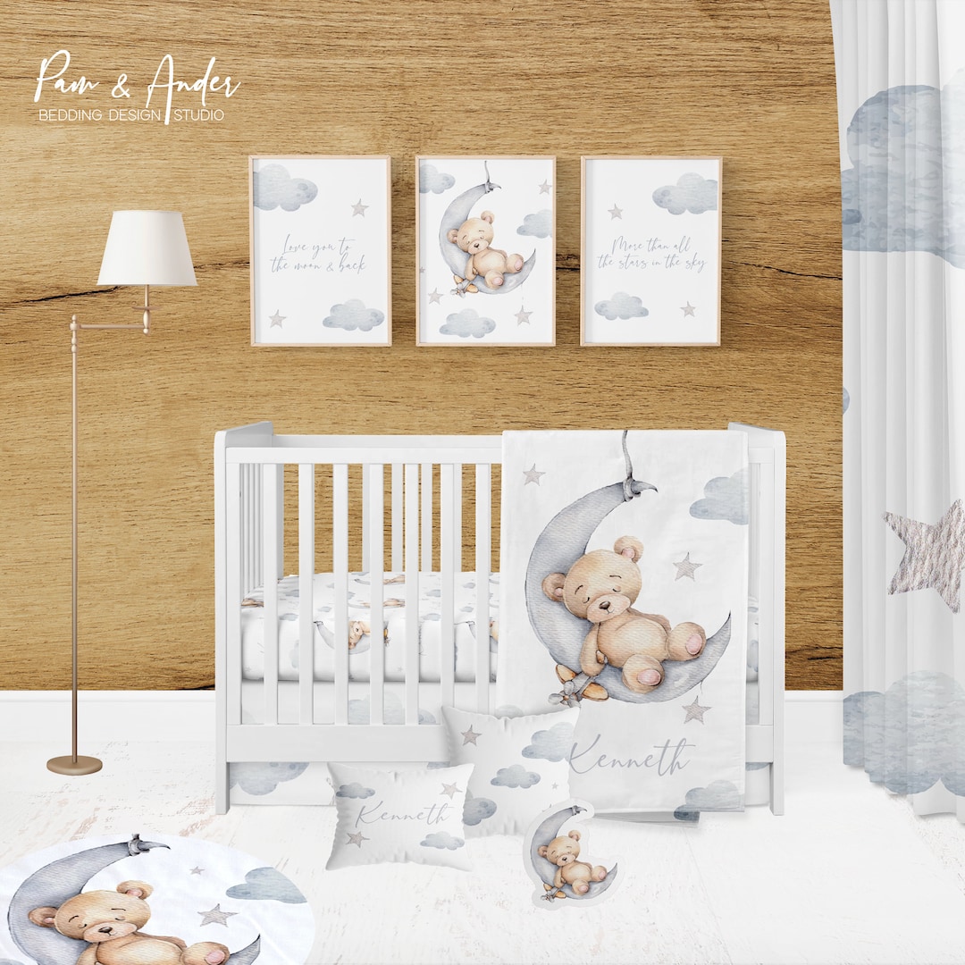 Bear Baby Bedding Set, Bear Nursery Bedding, Personalized Baby Boy Crib