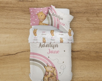 Winnie the Pooh Bedding Set, Girl Bedding, Winnie the Pooh Nursery, Pooh Bedding Set, Personalized Pooh blanket